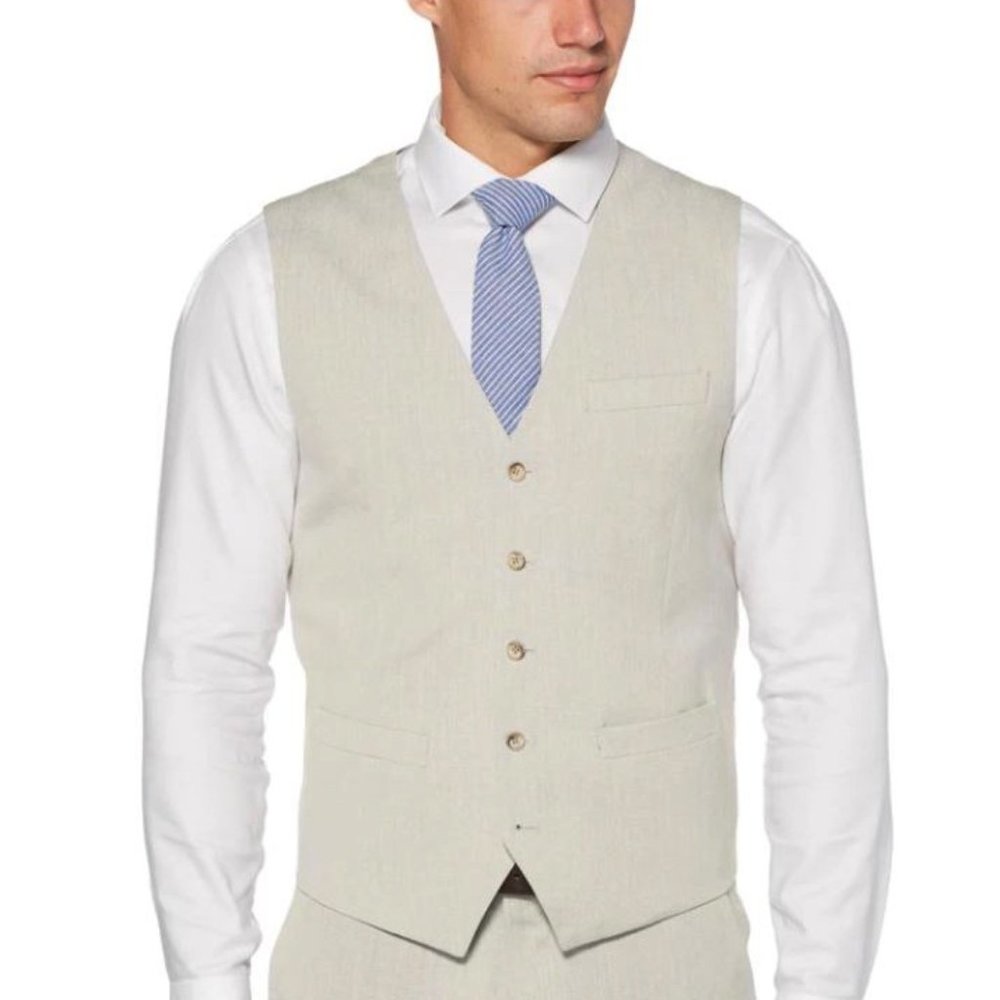 SOLD - Perry Ellis Natural Linen Vest
